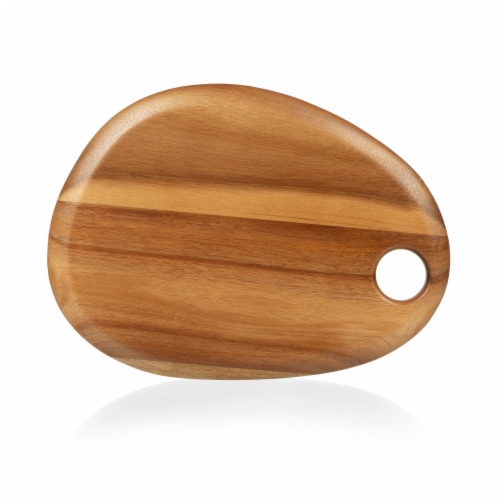 Pebble Shaped Acacia Serving Board 12" x 9", Natural Acacia Perspective: front