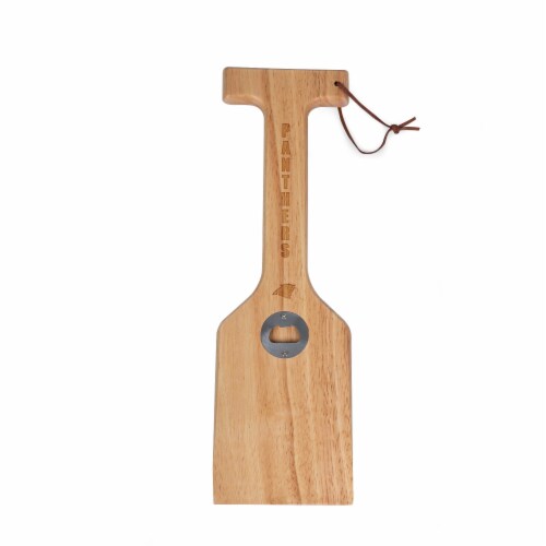 Carolina Panthers - Hardwood BBQ Grill Scraper with Bottle Opener Perspective: front