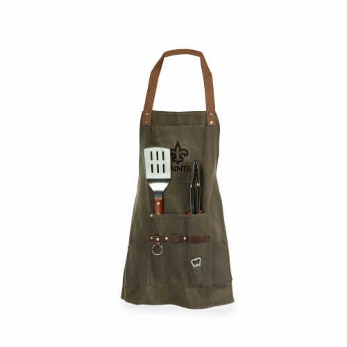 New Orleans Saints - BBQ Apron with Tools & Bottle Opener Perspective: front