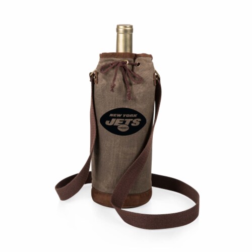 New York Jets - Waxed Canvas Wine Tote Perspective: front