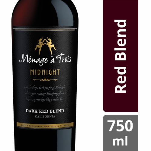 Menage a Trois Midnight Dark Red Blend California Red Wine Perspective: front