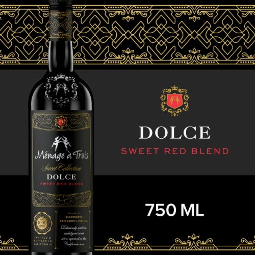 Menage a Trois Sweet Collection Dolce Sweet California Red Wine, 750 ml  Bottle, 9.5% ABV 