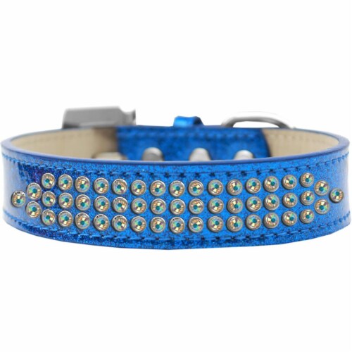 Mirage Pet 619-2 14-BL Three Row AB Crystal Ice Cream Dog Collar, Blue - Size 14 Perspective: front