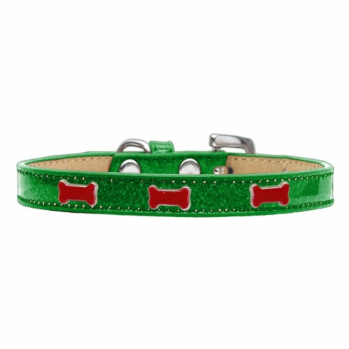 Mirage 633-2EG18 Red Bone Widget Dog Collar, Emerald Ice Cream - Size 18 Perspective: front