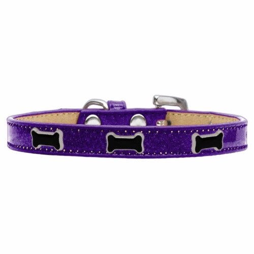 Mirage Pet 633 4 PR12 Black Bone Widget Dog Collar Purple Ice