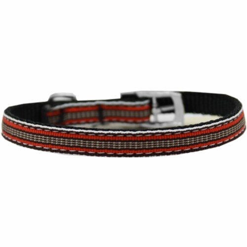 Mirage Pet 126-007 38OR8 Preppy Stripes Nylon Dog Collar with Classic Buckles 0.37 in., Orang Perspective: front