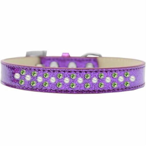 Mirage Pet Products616-17 PR-14 Sprinkles Ice Cream Pearl & Lime Green Crystals Dog Collar, P Perspective: front