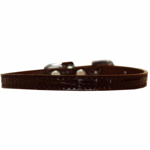 Mirage Pet 720-01 CHC14 Omaha Plain Croc Dog Collar, Chocolate - Size 14 Perspective: front