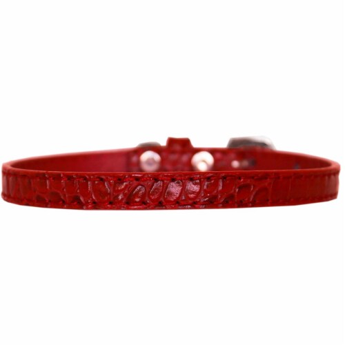 Mirage Pet 720-01 RDC16 Omaha Plain Croc Dog Collar, Red - Size 16 Perspective: front