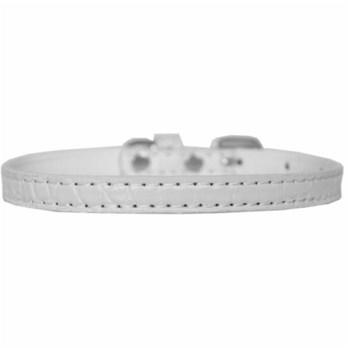 Mirage Pet 720-01 WTC14 Omaha Plain Croc Dog Collar, White - Size 14 Perspective: front