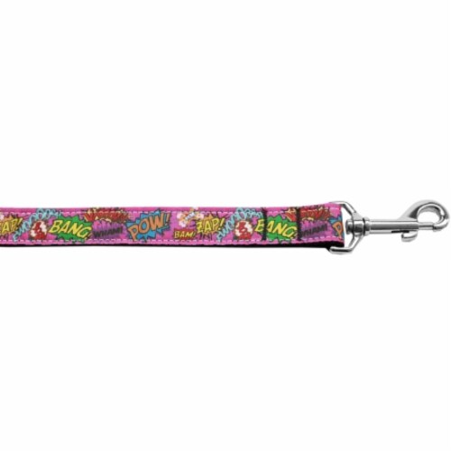 Mirage Pet 125-168 5804 Superhero Sound Effects Pink Nylon Dog Leash, 0.63 in. x 4 ft. Perspective: front