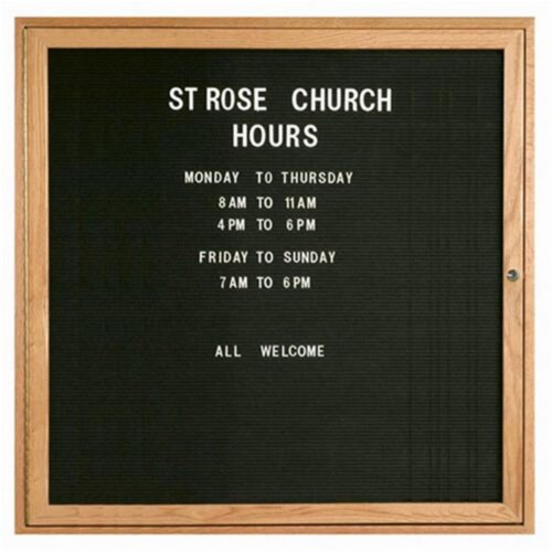 Aarco Products ODC3636 Red Oak Enclosed Changeable Letter Board - Oak Perspective: front