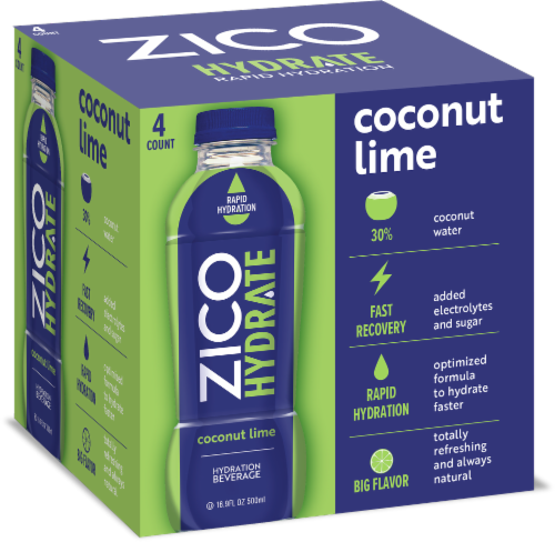 ZICO Hydrate Coconut Lime Hydration Beverage Perspective: front