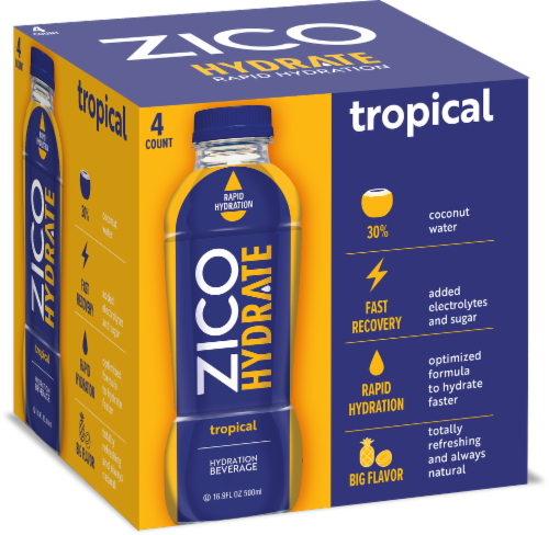 ZICO Hydrate Tropical Hydration Beverage Perspective: front