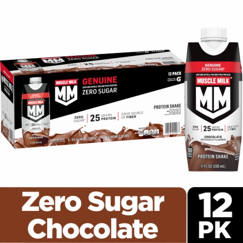 Muscle Milk® Genuine Zero Sugar Chocolate Protein Shake Multipack Perspective: front