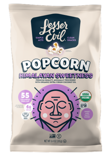 LesserEvil® Organic Himalayan Sweetness Popcorn Perspective: front