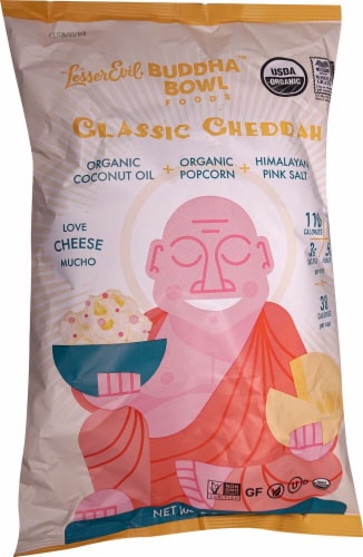 LesserEvil Buddha Bowl Foods Classic Cheddar Organic Popcorn Perspective: front