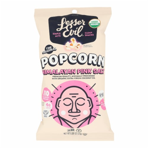Lesser Evil Organic Popcorn Himalayan Pink Salt 0.88 oz. 18/Carton (LSN00141) Perspective: front
