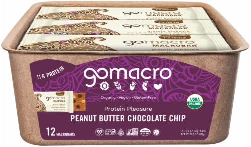 GoMacro® MacroBar® Peanut Butter Chocolate Chip Bars Perspective: front