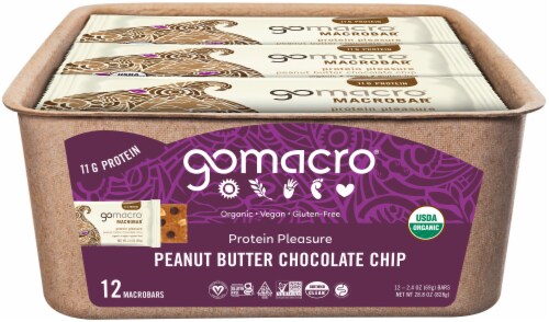 GoMacro® MacroBar® Peanut Butter Chocolate Chip Bars Perspective: front