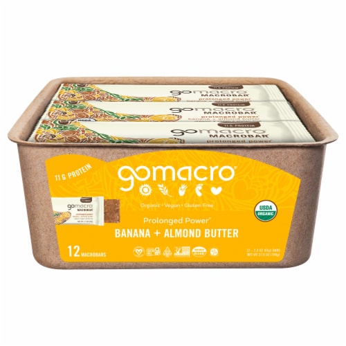 GoMacro® MacroBar® Banana & Almond Butter Bars Perspective: front