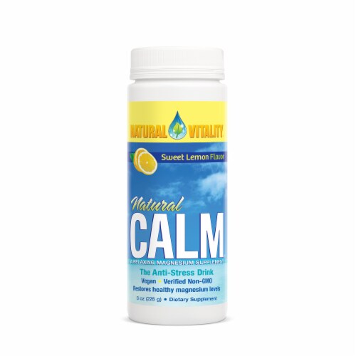 Natural Vitality Natural Calm Sweet Lemon Flavor Magnesium Supplement Perspective: front