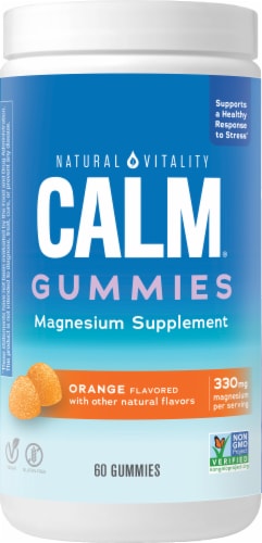 Natural Vitality Magnesium Supplement Orange Flavored Calm Gummies Perspective: front