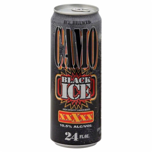 Camo Black Ice Malt Liquor Single Can Perspective: front