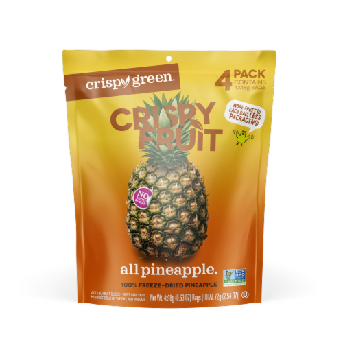 Crispy Green® Crispy Fruit No Added Sugar Freeze Dried Pineapple Perspective: front