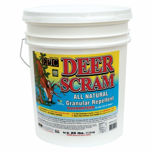 EPIC Deer Scram Outdoor All Natural Granular Animal Repeller, 25 Pound Bucket Perspective: front