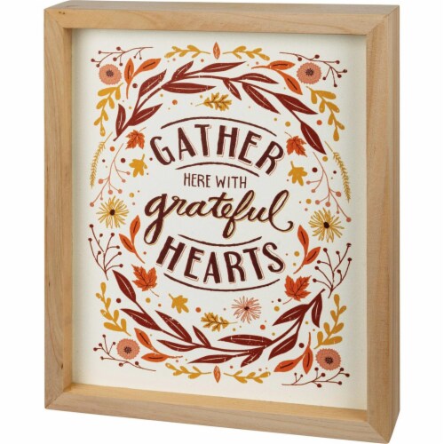 Home Decor Gather Here Box Sign Wood Fall Greatful 109910 Perspective: front