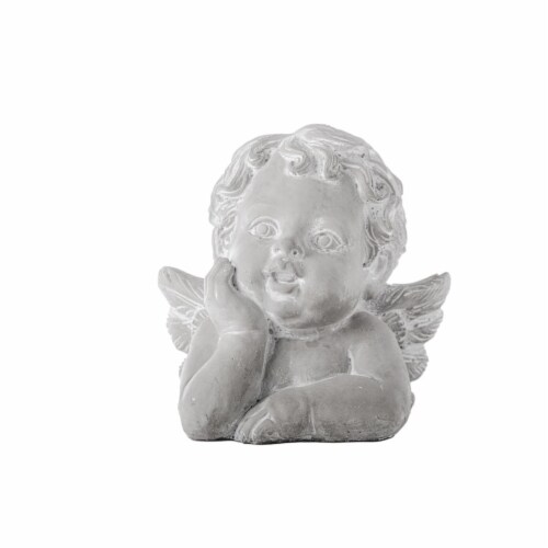Urban Trends Collection 41557 Cement Baby Cherubim in Resting Head Position Figurine, Gray Perspective: front