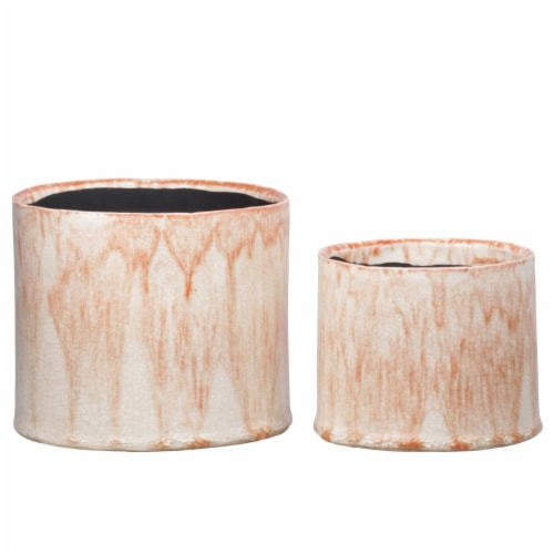 Urban Trends Collection 51623 Ceramic Round Pot with Rusted Orange Crackled Design Body & Bla Perspective: front