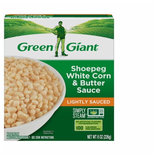 Green Giant Simply Steam Shoepeg White Corn & Butter Sauce, Lightly Sauced Frozen Vegetables, 8 oz Perspective: front