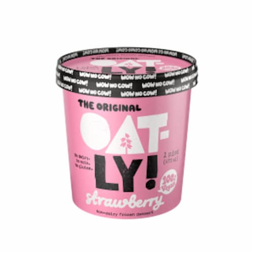Oatly Gluten Free Vegan Strawberry Non-Dairy Frozen Dessert Perspective: front