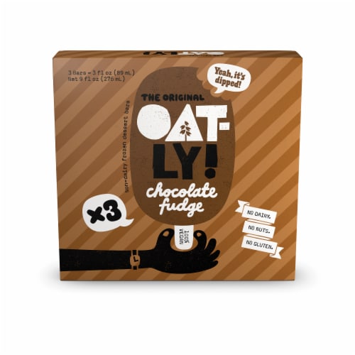 Oatly Chocolate Fudge Dairy Free Frozen Bar Perspective: front