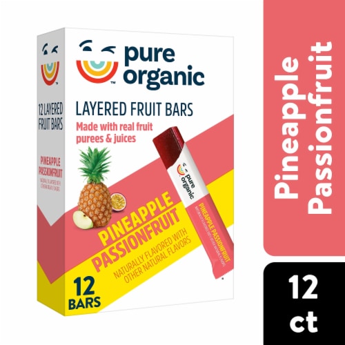 Pure Organic Pineapple Passionfruit Fruit Bars Perspective: front