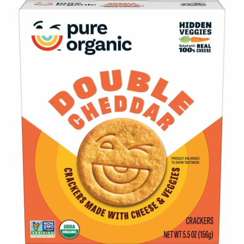 Kellogg's® Pure Organic Double Cheddar Snack Crackers Made with Cheese and Veggies Perspective: front