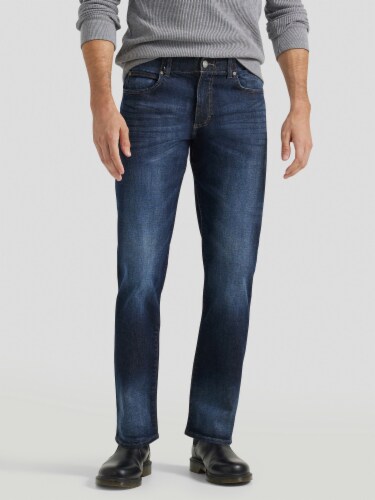 Extreme Motion Denim Straight Fit Tapered Leg - Trip Perspective: front