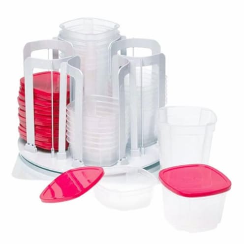 Spin and Store Food Storage (8 oz, 16 oz and 24 oz, 24 Lids) Perspective: front