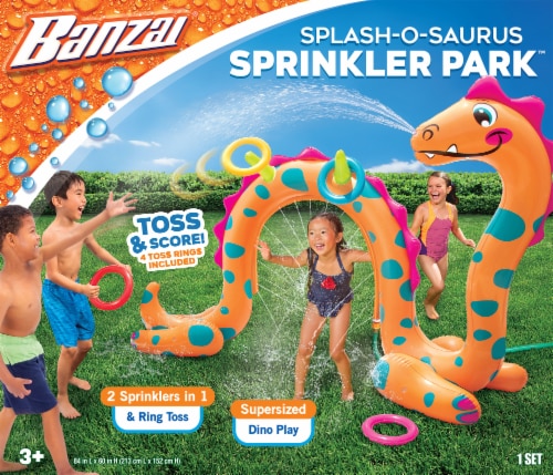 Banzai® Inflatable Splash-O-Saurus Sprinkler Park™ Perspective: front