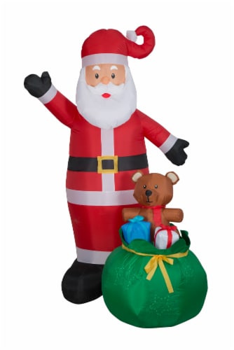 Gemmy Christmas Lightshow Airblown Santa with Toy Sack Scene Perspective: front