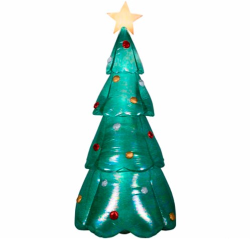 Gemmy 7.5' Airblown Iridescent Christmas Tree Holiday Decoration - Green Perspective: front