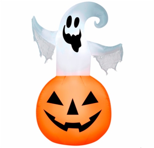 Gemmy Airblown Inflatable Small Ghost in Pumpkin Yard Decoration, 4.5 ...