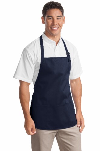 Port Authority 174  Medium-Length Apron with Pouch Pockets.  A510 OSFA Navy Perspective: front