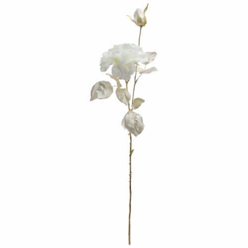 Northlight 26.5'' White and Gold Artificial Rose Flower with Long Stem Perspective: front