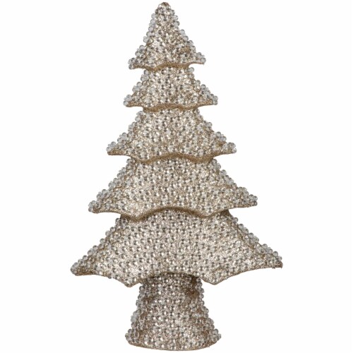 Northlight 20.5 Clear Beads and Gold Glitter Christmas Tree, 1