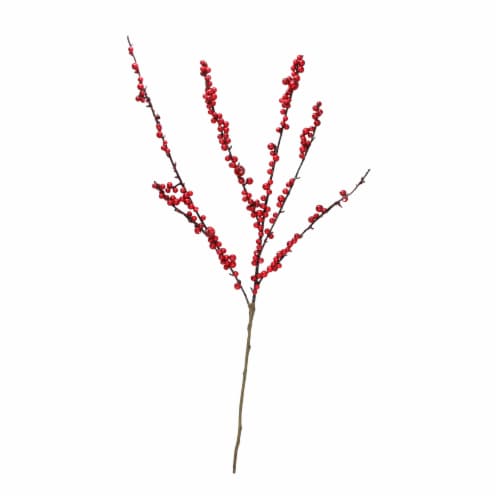 Northlight 25-Inch Red Berries Artificial Christmas Twig Branch Spray Perspective: front