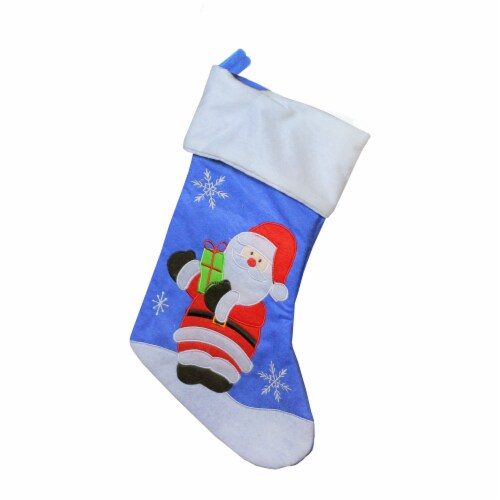 Northlight 15  Blue and Red Santa Claus with Gift Christmas Stocking Perspective: front