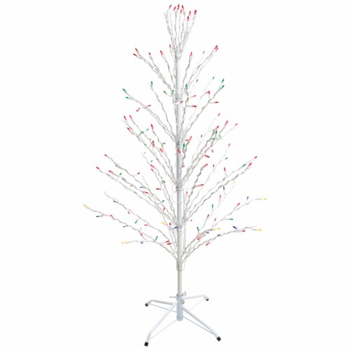 Northlight 4' White Lighted Christmas Cascade Twig Tree Outdoor Decoration - Multi Lights Perspective: front